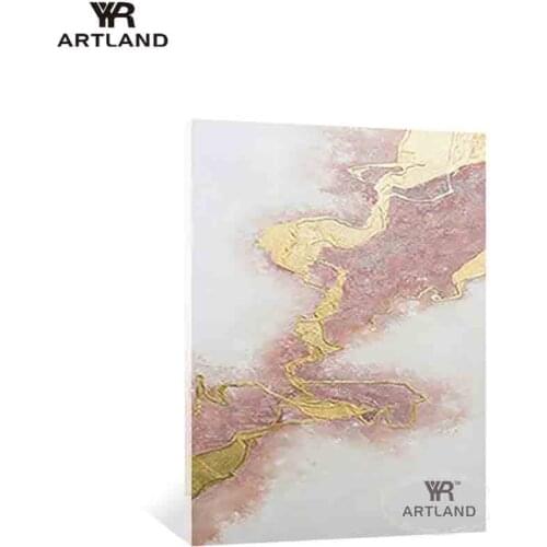 Wholesale Hand painted oil painting on canvas pink and gold beautiful art wall hanging picture for living room bedroom no framed