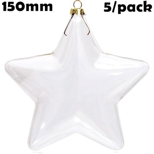 Promotion - DIY Paintable Home Event Garden Glass Christmas Xmas Decoration Ornament 150mm Glass Pentagram, 5/Pack