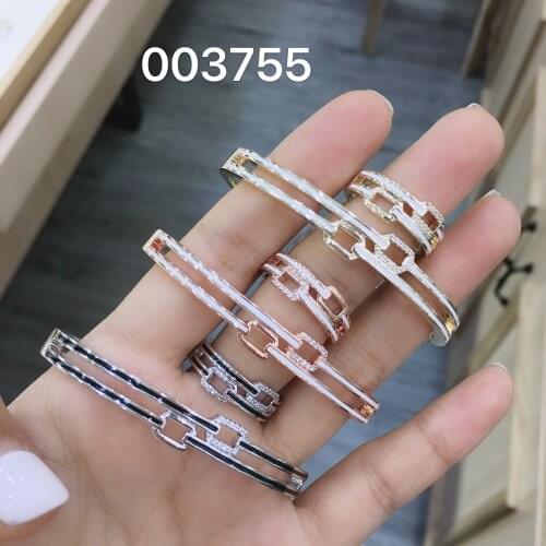 TIRIM NEW Trendy Belt Shape Bangle Ring for Women Cubic Zirconia Wedding Engage Bracelet Set Dubai Jewelry