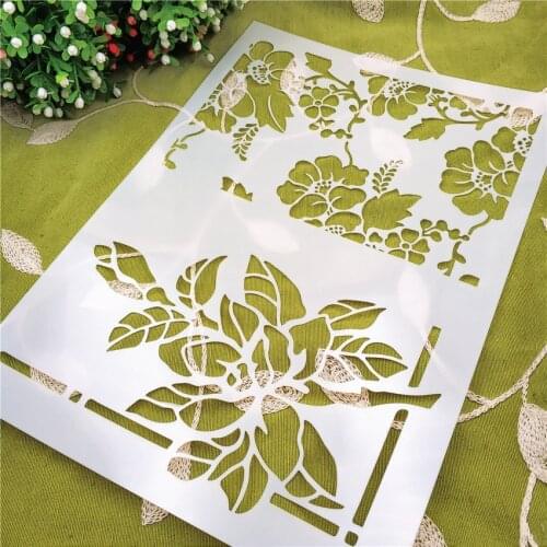 21*29.5 flower leaves scrapbook stencils spray plastic mold shield DIY cake hollow Embellishment printing lace ruler Easter