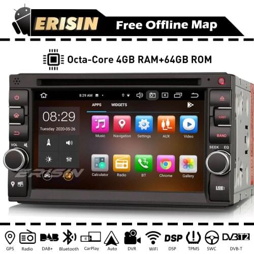 Erisin ES8136U 6.2" Android Auto 10 CarPlay Universal Double Din Car DVD Player GPS DSP BT OBD 4G WiFi TPMS DAB+ RDS For Nissan