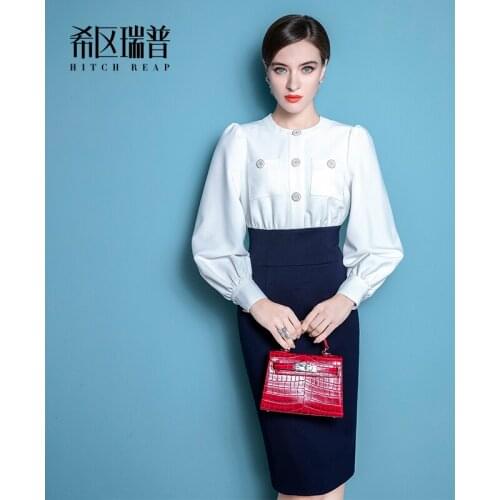 High End French Retro Dress For Women Autumn 2021 New Temperament Professional Lady Slim Dress
