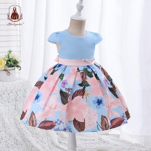 Yoliyolei New Summer Toddler Princess Dress Kids Cotton Causal Dress Floral Print Baby Girl Clothing Korean Japan Style