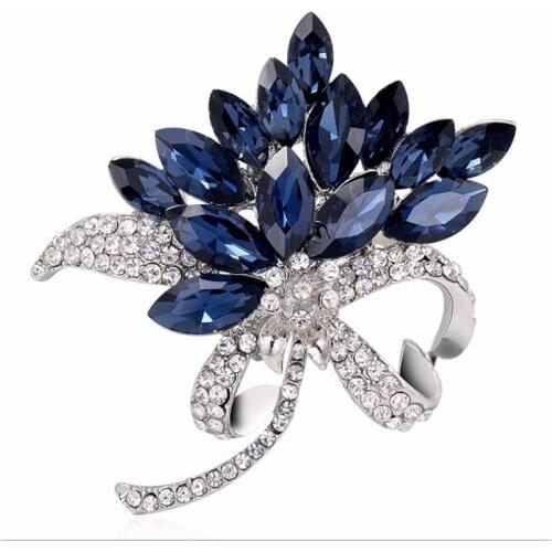 Utei Jewelry Sparkling Cubic Zirconia Crystals Flower Women Brooch Elegant Wedding Bridal Bouquet Brooch Pin Retail Scarf Pin