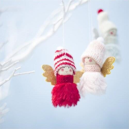 1PC Lovely Angel Girl Plush Doll Christmas Pendant Kids Xmas Gift Christmas Tree Ornaments Window Display Xmas Party Decoration