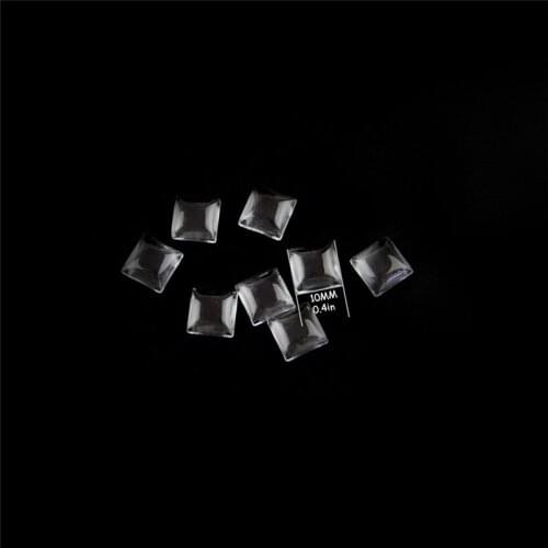 100pcs 10mm Square Magnifying Clear Glass Cabochon For Pendant Tray Setting DIY Jewelry Photo Top