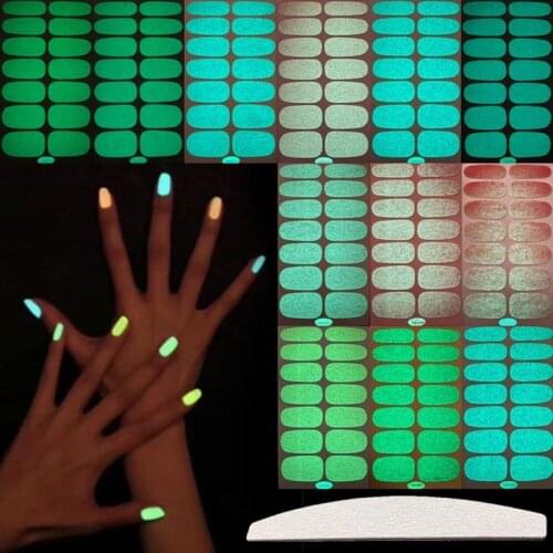 12pcs Luminous Solid Color Nail Art Stickers Nail Art Water Transfer Stickers Self-Adhesive Nail Art Decoration Nail Stickers