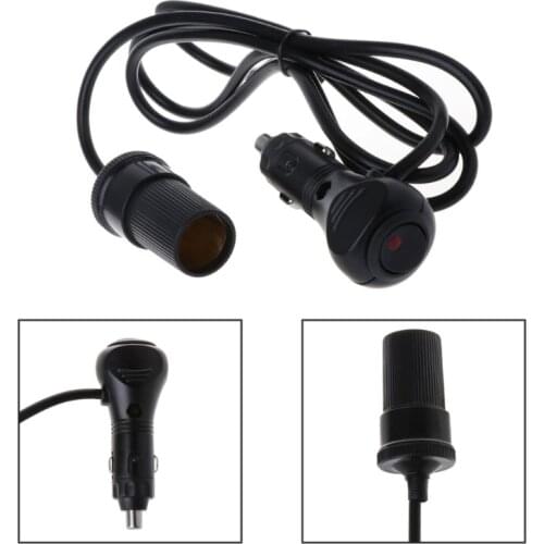 12V 24V Car Cigarette Lighter Adapte Cable Plug Socket With ON-OFF Switch Button