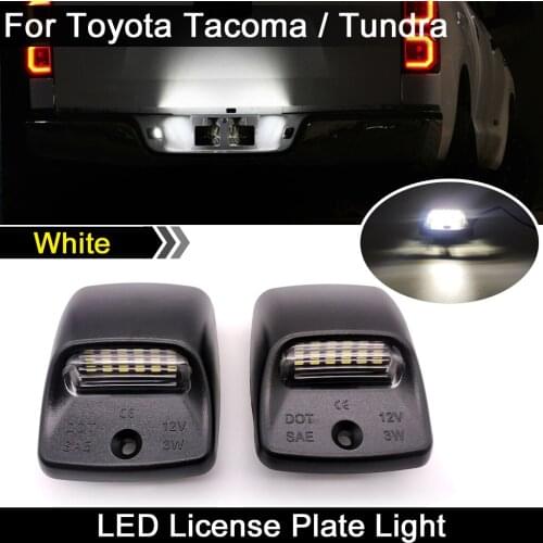2Pcs For Toyota Tacoma 2005-2015 Tundra 2000-2013 High Brightness White LED License Plate Light Number Plate Lamp