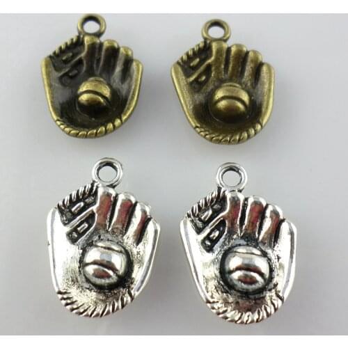 20pcs Tibetan Silver/Bronze Baseball Gloves Charm Crafts Pendants Beads 14x20mm Jewelry Findings