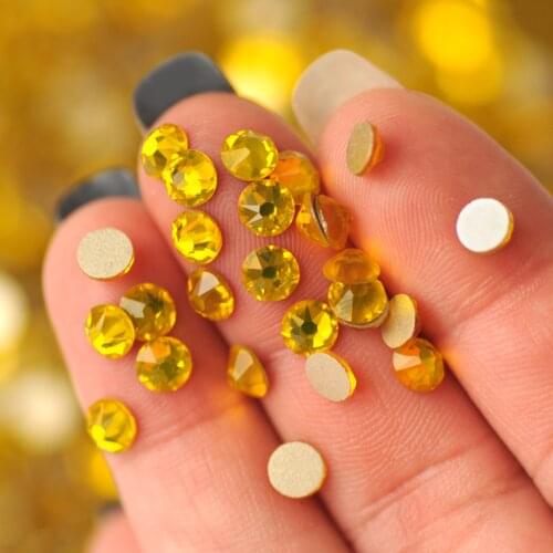 2088 Rhinestones Citrine Non Hotfix Flatback Crystal Rhinestone For Clothing Glitter DIY Nail Art Decoration Loose Strass