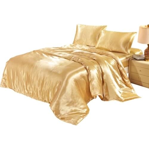 40Satin King Duvet Cover Twin Queen Single Size Comforter/Quilt/Blanket Case Plain Dyed Comfortable Bedding Covers Home Textile