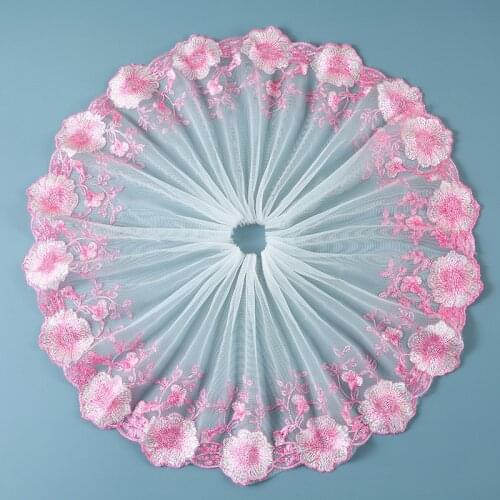 5yards pink Burgundy Polyester Embroidery Lace Trim lace fabric for Bridal Wedding Doll clothes