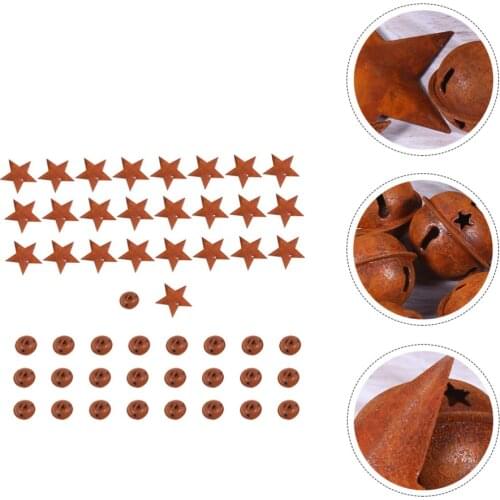 50Pcs Christmas Tree Retro Bells Decoration Stars Ornaments Festival Party Iron Embellishments