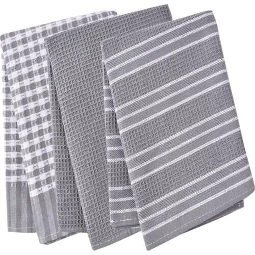 9 Pieces / Set of Kitchen Towels Classic Cotton Tea Towel Dish Cloth Absorbent Hair Machine Tableware Home