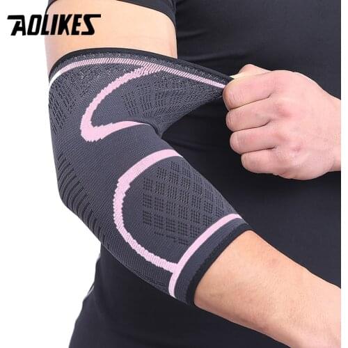 AOLIKES 1PCS 2019 New Elbow Support Elastic Gym Sport Elbow Protective Pad Absorb Sweat Sport Basketball Arm Sleeve Elbow Brace