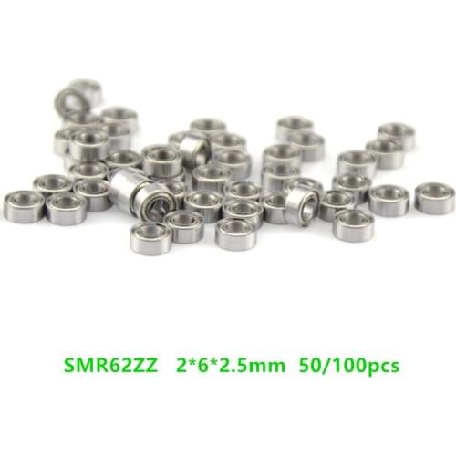 Free shipping 50/100pcs ABEC-5 SMR62ZZ 2*6*2.5 stainless steel miniature ball bearing SMR62 -2Z 2x6x2.5mm