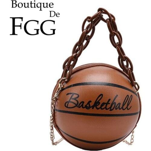 Boutique De FGG Novelty Designer Women Basketball Clutch Shoulder Bag Teenage Girl Crossbody Bags with Acrylic Wristlets
