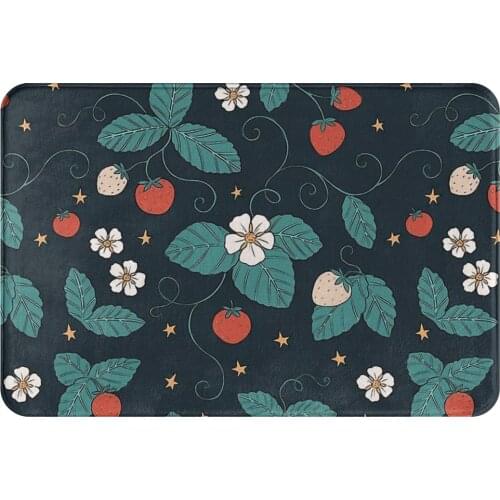 Cottagecore Rural Aesthetic Non-slip Doormat Dark Strawberries And Stars Living Room Kitchen Mat Prayer Carpet Flannel Decor