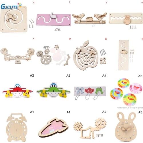 Kid Busy Board DIY Accessories Montessori Early Education Teaching Aids Zipper Shoelace Windmill Car Wooden Homemade Matching To