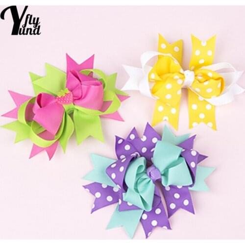 Yundfly 3pcs/lot Cute Print Ribbon Bowknot Baby Hairpins Infant Headwear Sweet Hair Accessories Christmas Decoration Photo Props