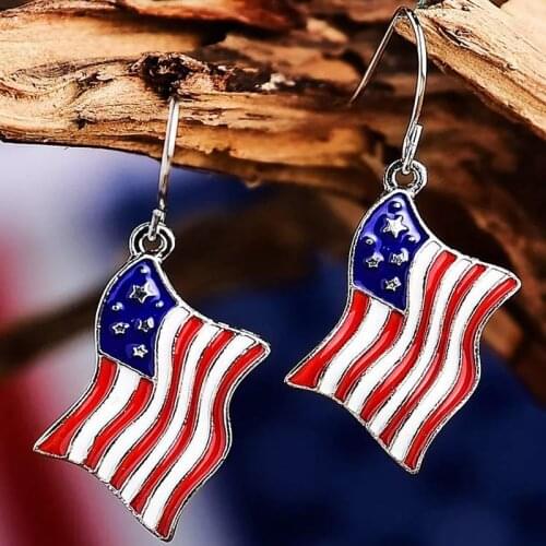European and American New American Flag Earrings Independence Day Flag Oil Drop Alloy Earrings for Womens Accessories