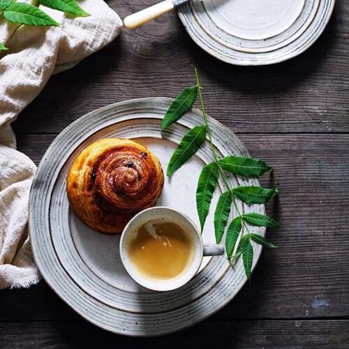 Annual ring 8inch ceramic plate breakfast dinner plate growth ring food tray bone china dinnerware dishes