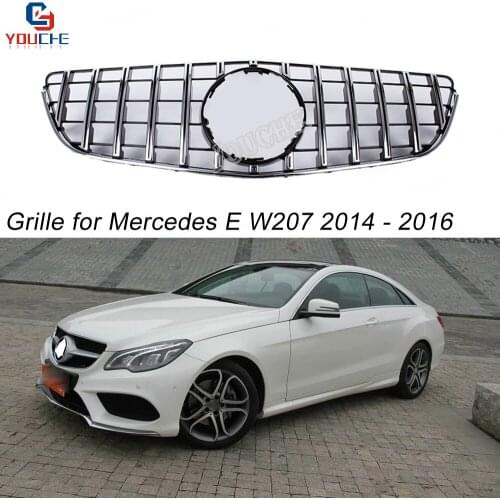 GT Look Grills Front Grille Mesh for Mercedes E Class W207 2-door Coupe Cabriolet 2014 2015 2016 E300 E350 Facelift Silver