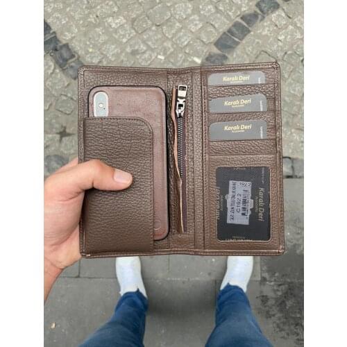 Karali Leather Phone Compartment The Kartlıkl Brown Genuine Leather wallet