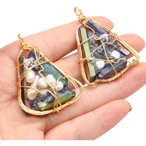 Hot Selling Pendant Natural Stone Irregular Triangle Winding Pearl For Jewelry Making DIY Necklace Bracelet Accessory