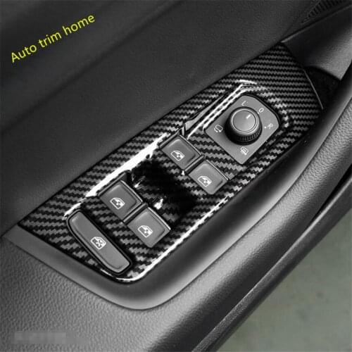 Lapetus Door Armrest Window Glass Lift Button Panel Cover Trim Fit For Volkswagen Arteon 2018 2019 2020 Carbon Fiber ABS