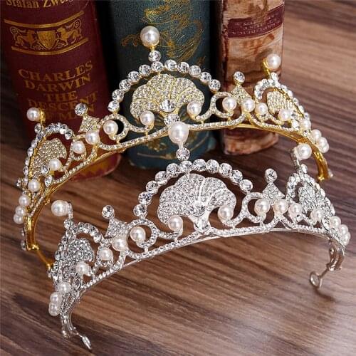 Mamojko Wedding Bridal Crystal Pearl Beads Tiara Headband Prom Girl Princess Crown Headwear Hair Accessiories
