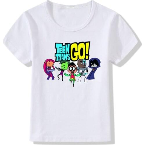 Fashion new boys t-shirts funny Titans GO Cartoon print teen tshirt summer girls t shirts cute toddler baby tee boys/girls tops