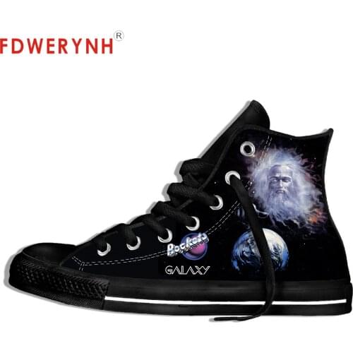 Mens Casual Shoes Black GALACTICA,LAFEMME DE Band Metal Music Fashion Cool Street Breathable Brand Classic Canvas Shoes