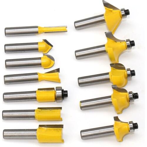 12pc 8mm Milling Cutter Electric Wood Milling Trimming Machine Cutter Head Set Tool Wood Router Bit Set Trimming Straight