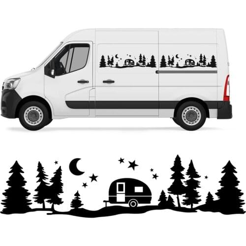 Motorhome Pattern Car Sticker UV Protected Star Moon Tree Motorhome Sticker DIY Decal