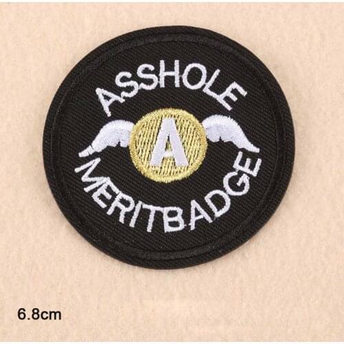 Punk Words Bad LUCK Asshole Iron On Embroidered Clothes Patches For Clothing Stickers Garment Apparel Accessories