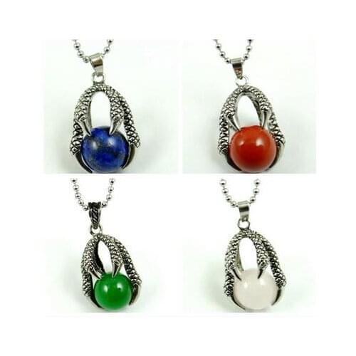 Natural stone Turquoises Quartz Crystal lapis tiger eye Dragon Claw Wrap pendant for diy Jewelry making necklace Accessories1Pc