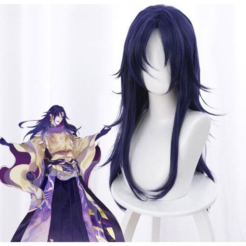 NetEase Mobile Game Onmyoji Ssr-style God Baqi Snake Mixed Purple Long Hair Anime Cosplay Game Perform Molding Hair Wig 65CM