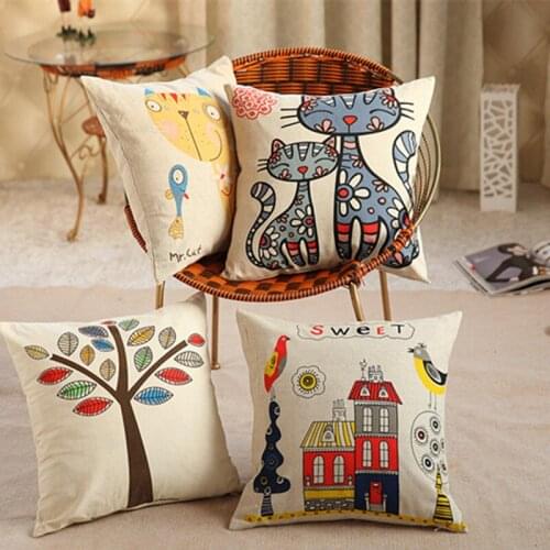 2016 new personality linen printed cushion pillow case wholesale Christmas gift Pillow Cover cotton pillowcases fronha 45x45cm