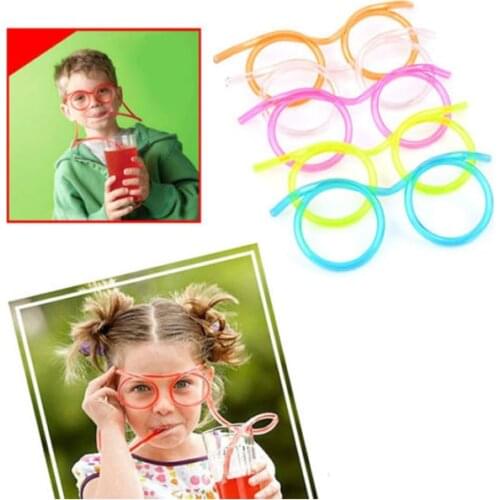 Novelty Funny Soft Glasses Straws DIY Creative Cartoon Drinking Tube Kids Adults Freak Drinkware Party Accessiories