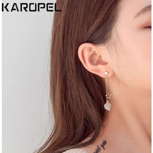 New Fashion White Moonstone Earring Drop Design Earrings For Women Simple Style Korean Jewelry 2020