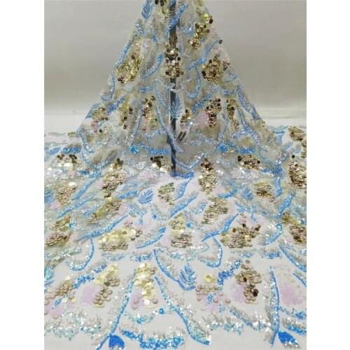 New Material 8JRB-120404 Nigerian Lace Fabric Top Sale Fashion Embroidery Tulle French Sequins for Wedding