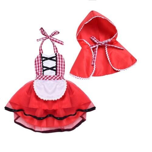 Newborn Baby Girls Tutu Dress +Cape Cloak Outfit Little Red Riding Hood Cosplay Photo Prop Costume Girl Party Dress Baby Clothes