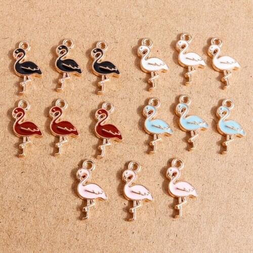 10pcs 8*17mm Alloy Enamel Crane Charms for Jewelry Making Fashion Drop Earrings Pendant Necklaces DIY Jewelry Crafts Accessories