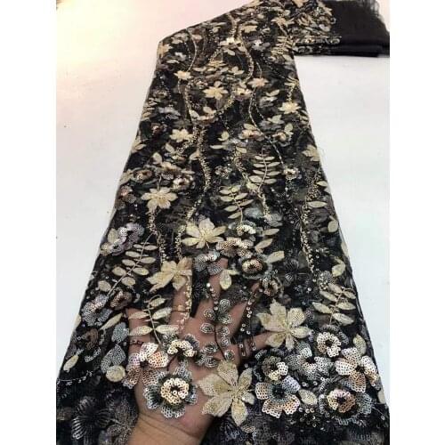 Latest nigerian lace styles french party lace fabrics 5 yards J-2686817 tulle fabric with sequins