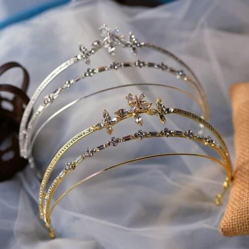 Princess Zircon Crystal Bridal Crowns Tiara Bride Headband Wedding Diadem Queen Headpieces Evening Hair Accessories
