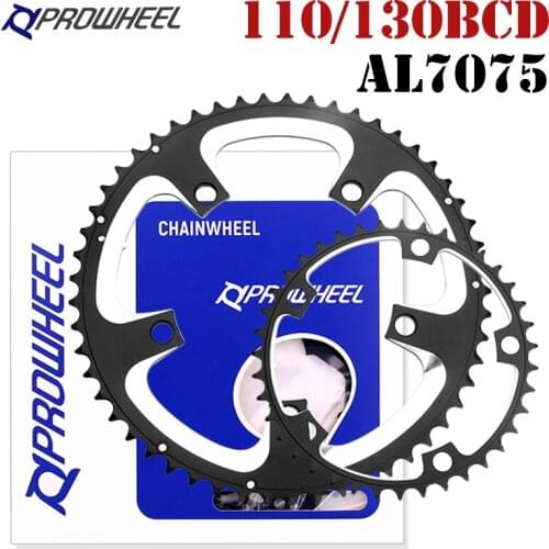 PROWHEEL-110BCD130BCD 9 10 11 speed hollow CNC alloy single disc wheel road folding bike chain wheel 34T/50T 39T/53T chainring