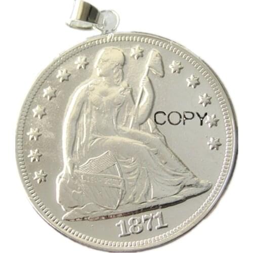 PS(03)Coin Pendant US 1871 Seated Liberty Silver Dollars Necklace Silver Plated Coin Fashion Jewelry