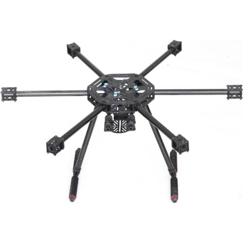 LJI X600-X6 X6 600mm X600 FPV Hexacopter Frame with Carbon Fiber Landing Gear Skid Upgraded Version for F450 S550 RC Multicopter
